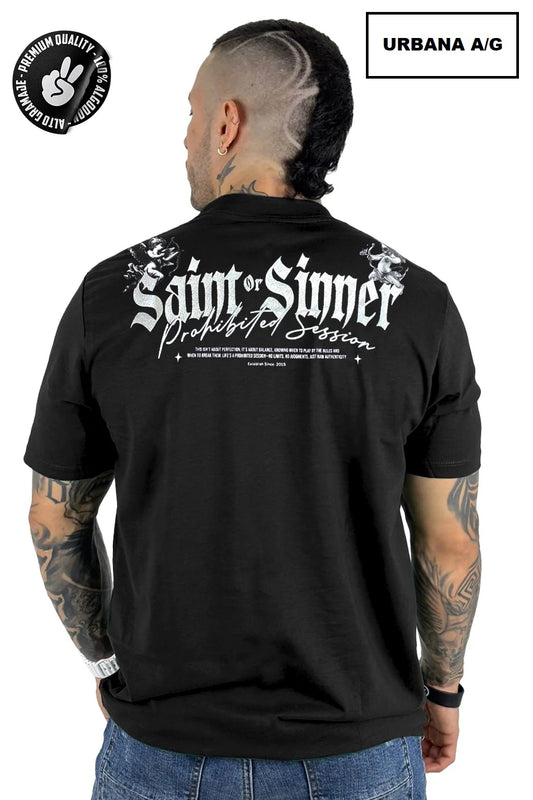 Camiseta Sain Sinner Negra ALTO GRAMAJE