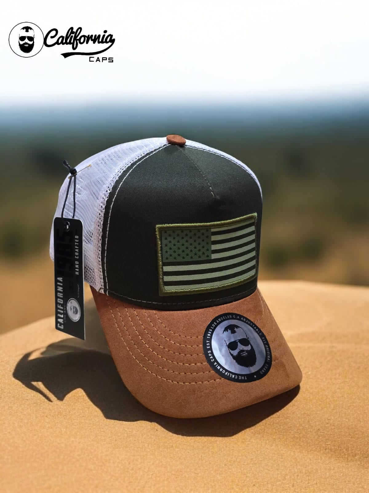 Gorra 1.1 California Verde /Bandera Usa Malla