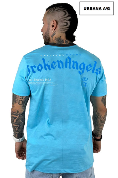 Camiseta Broken Angels Celeste ALTO GRAMAJE