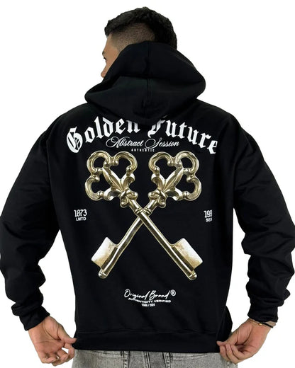 Buzo Negro capucha Golden Future
