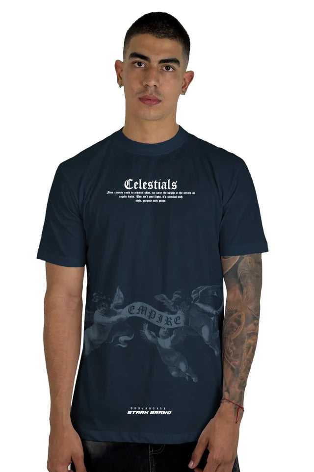 Camiseta Azul Oscuro Celestials Alto Gramaje