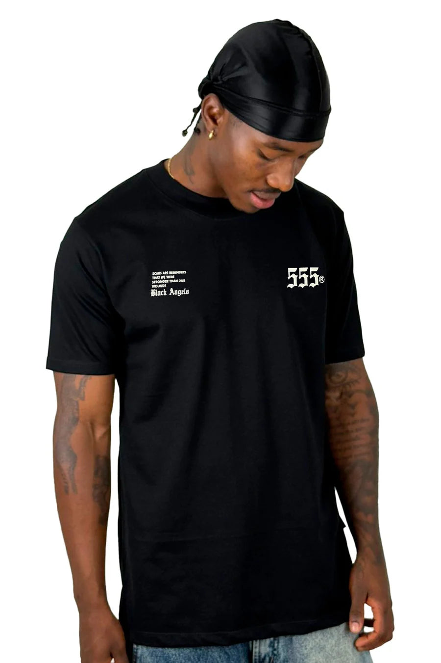 Camiseta Negra Angels Black 555 Alto Gramaje