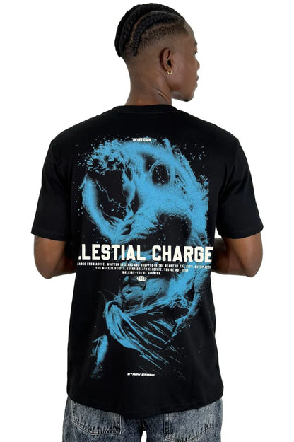 Camiseta Negra Celestial Charge Alto Gramaje