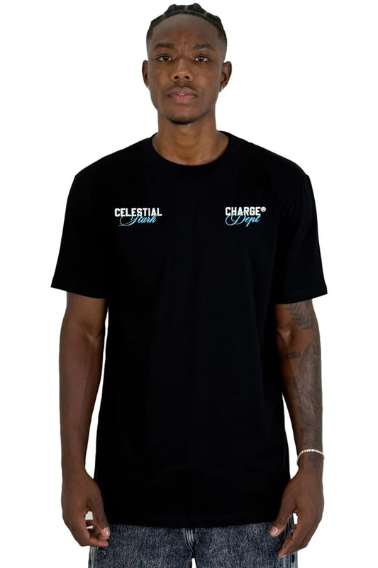 Camiseta Negra Celestial Charge Alto Gramaje