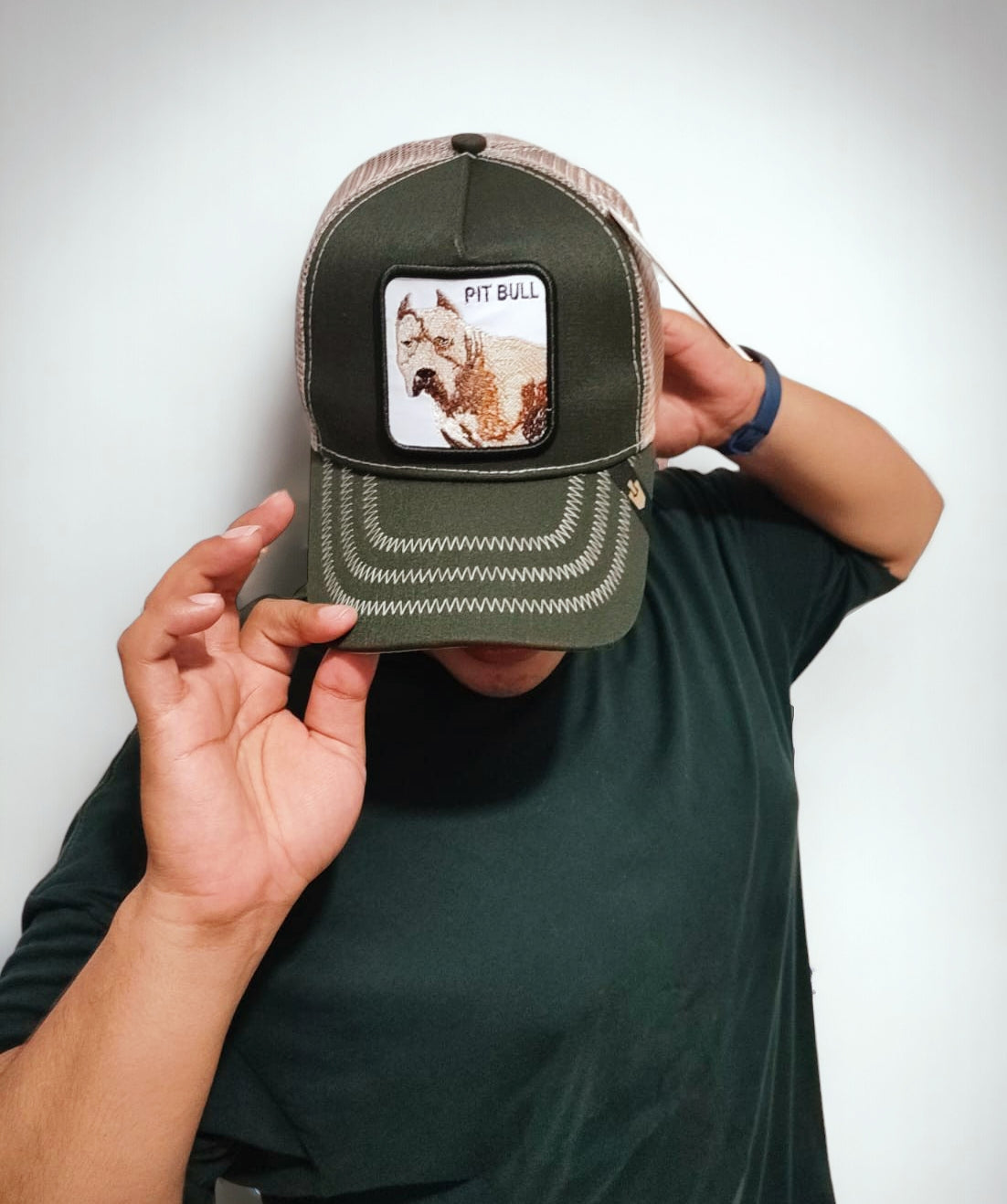 Gorra 1.1 Goorin Pit Bull Verde/Beige (Malla)