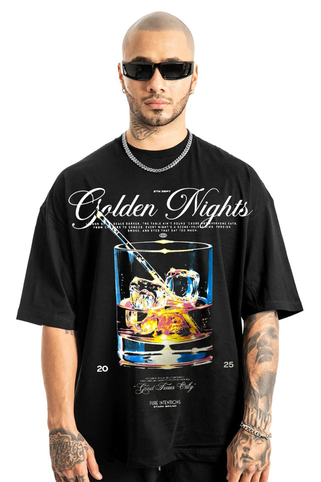 Oversize Negra Golden Nights Alto Gramaje
