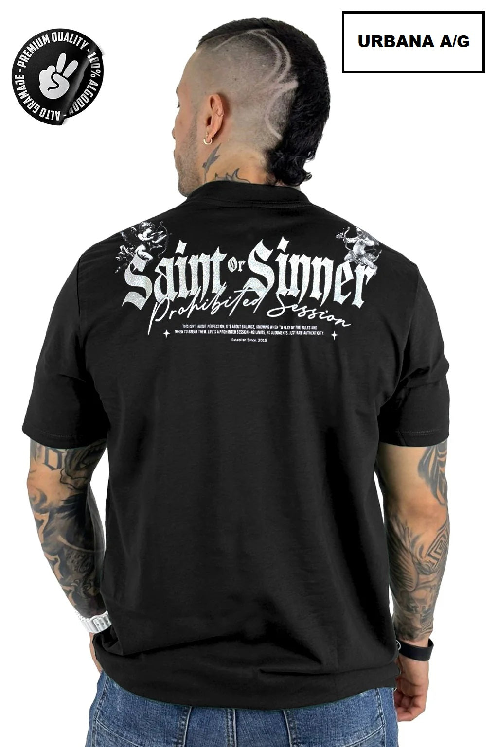 Camiseta Sain Sinner Negra ALTO GRAMAJE