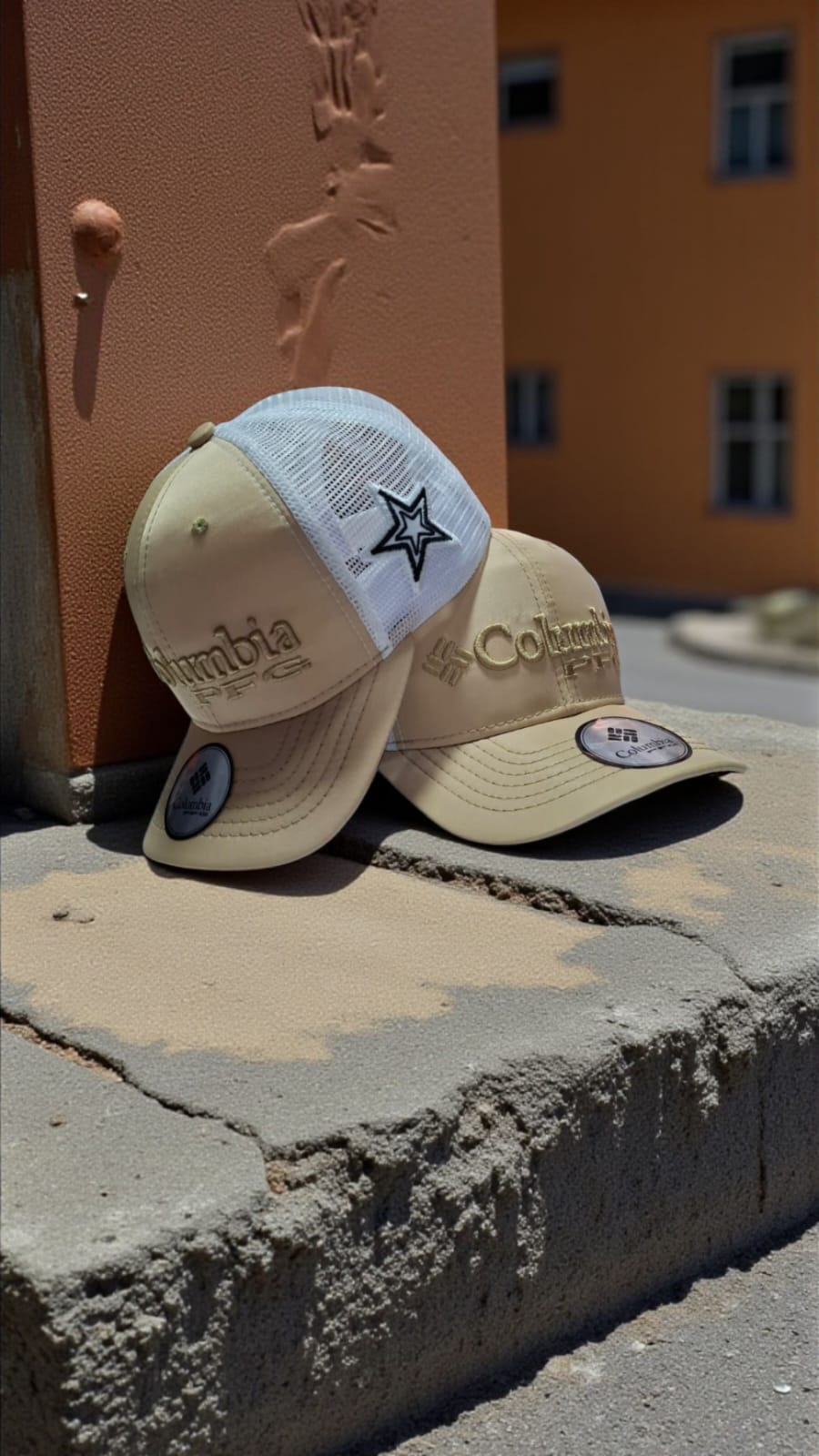 Gorra Premium Columbia Dou Crema/Malla
