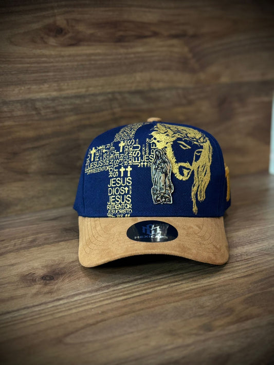 Gorra Especial 2 Virgen Jesus Azul/ Cafe